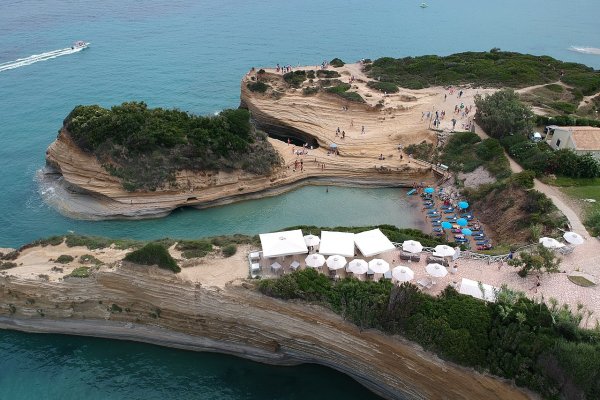 Aerial picture of Canal d’ Amour Beach, at Sidari, and its impressive headlands.