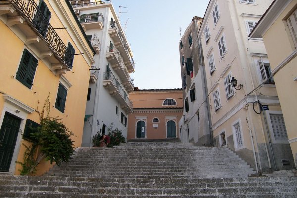 The stairs leading to the Byzantine Museum of Antivouniotissa.