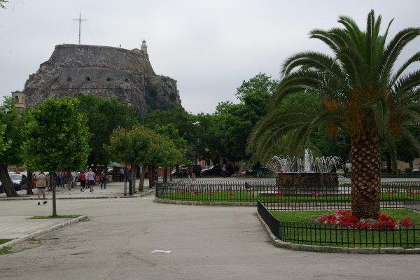 View of the square of Spianada and the Old Fortress in the behind.