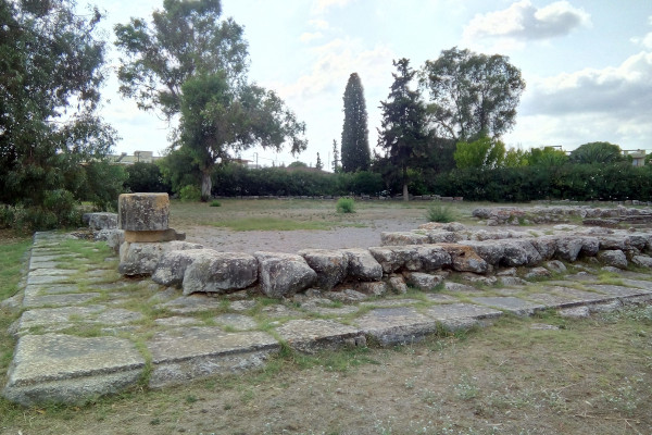 Remains of the Temple of Apollo Daphnephoros in the ancient city of Eretria.