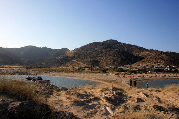 A panoramic picture of the Magganari Beach on the island of Ios.