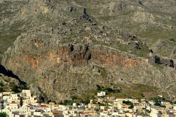 The medieval castle town of Kalymnos just above the Chorio, the old capital of the island.