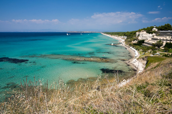 A panoramic picture of the Sani Beach of Kassandra in Halkidiki.