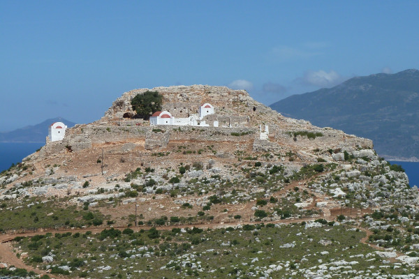 An overview of the Paleokastro Fortress on the island of Kastellorizo.