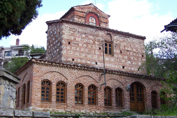 A picture showing the outside of the the Byzantine church of Saint Stephen in Kastoria.