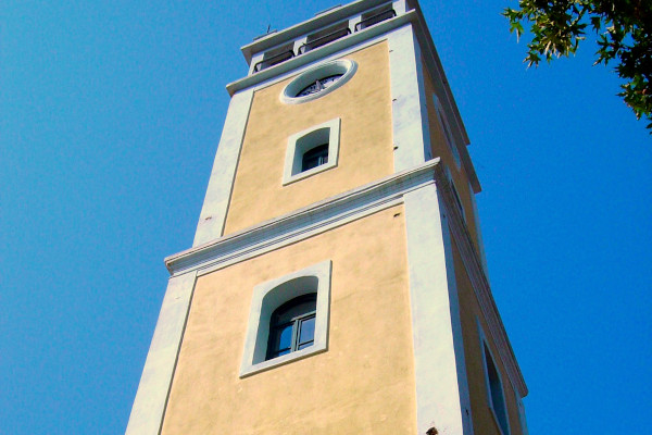 A close-up of the Clock Tower of Komotini one of the landmarks of the city.