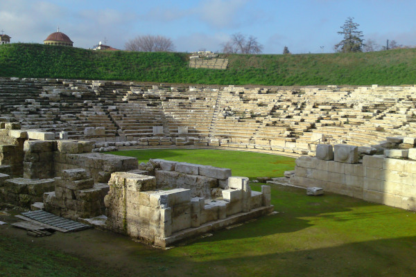 The First Ancient Theatre of Larissa was made of white marble.