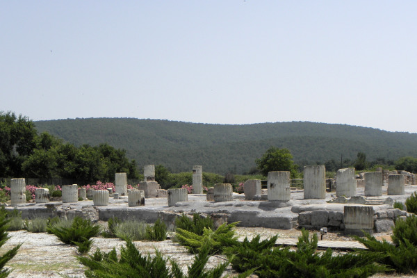 Remains of the Archaeological Site of Messa (Temple of Aphrodite) in Mytilene.
