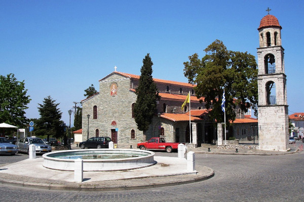 A photo of the exterior of Agios Nikolaos Church of Litochoro.