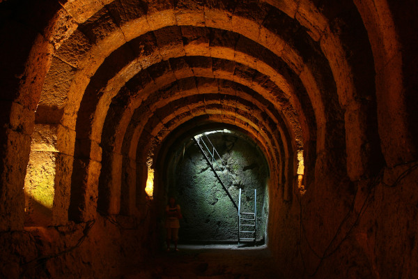 A dark corridor in the Necromanteion Acheron (Oracle of the Dead) in Mesopotamos.