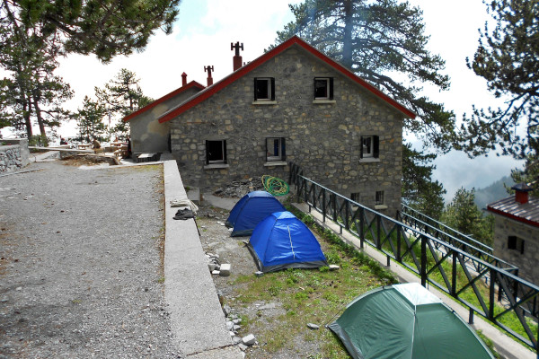 Facilities of the shelter and three tents in Spilios Agapitos yard.