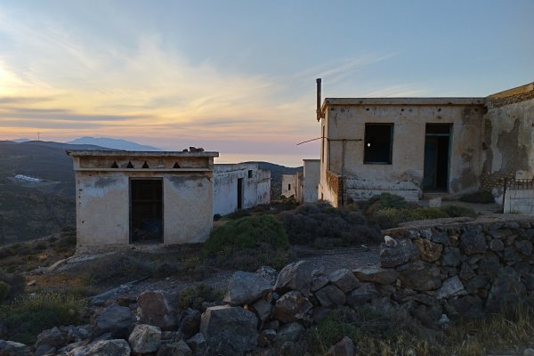 Few of the buildings of the abandoned mining barytes during the sunset.