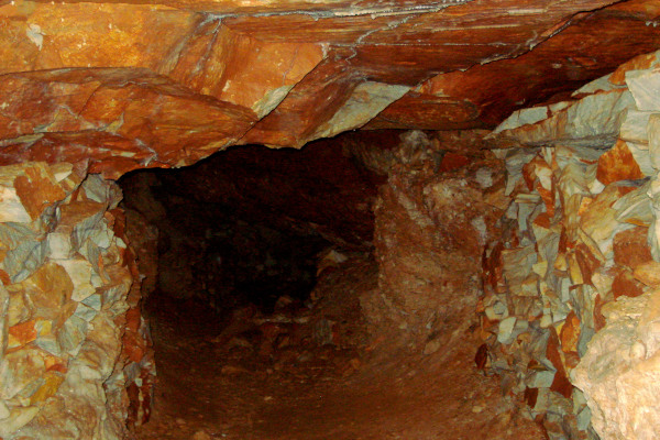 An underground gallery of the Ancient Marble Quarries of Paros.