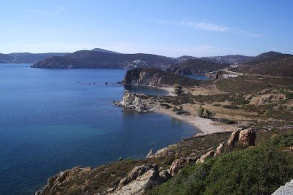 A panoramic picture of the Didymes (Twins) Beach on Patmos island.