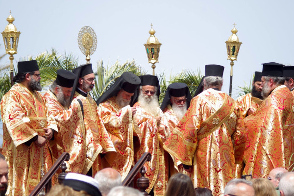 Orthodox priests during the Easter celebrations on the island of Patmos.