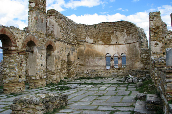 The ruins of the Basilica of St. Achillios in the Small Prespa lake.