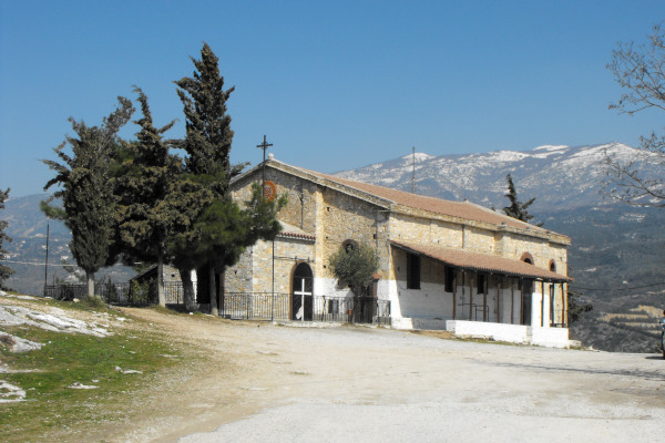 A picture of the exterior of the church of Zoodochos Pigi (Life-giving Spring) on the hill of Goritsa in Volos.