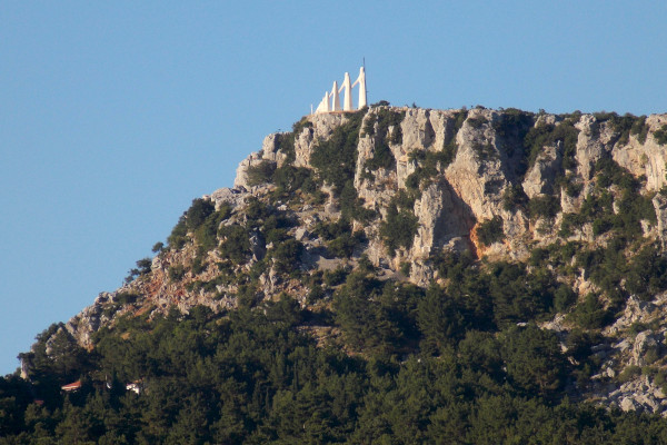 The monument of Zalongo on the top of the cliff where the women of Souli committed suicide.